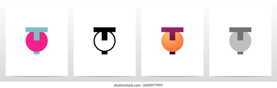 Círculo Perfurado por Letra Símbolo Abstrato Design de Logotipo Inicial T