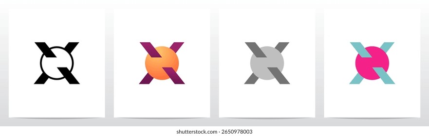Círculo Perfurado por Letra Símbolo Abstrato Design de Logotipo Inicial X