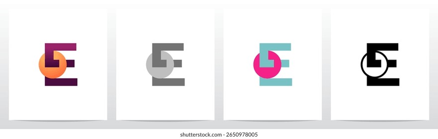 Círculo Perfurado por Letra Símbolo Abstrato Design de Logotipo Inicial E