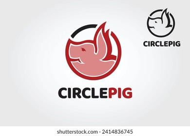 Circle Pig Vector Logo Template. Piggy Logo Cartoon Character. Vector logo illustration.