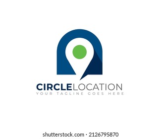 circle pin location gps logo template	

