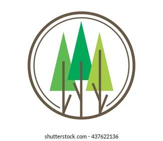 circle pine forest fir spruce image vector icon logo