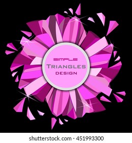 Circle pink frame with sparkles on black background. Round label with text place. Vector illustration - stock vector.