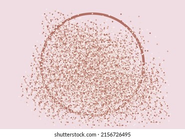 Circle pink gold glitter background for wedding card, gift certificate, voucher, present. Vector illustration.