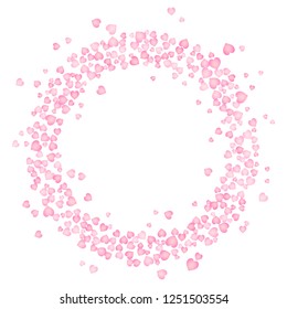 Circle of pink hearts. Vector Valentines Day template