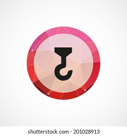 circle pink triangle background building crane icon