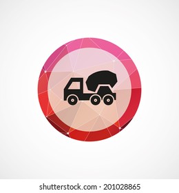 circle pink triangle background concrete mixer icon