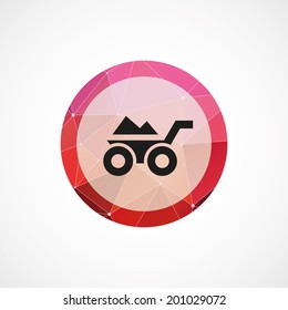 circle pink triangle background construction wheelbarrow icon circle pink triangle background construction wheelbarrow icon