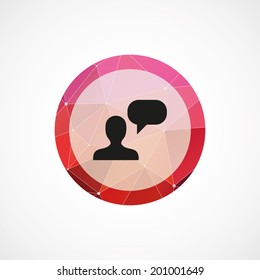 circle pink triangle background conversation icon