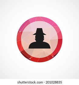 circle pink triangle background detective icon