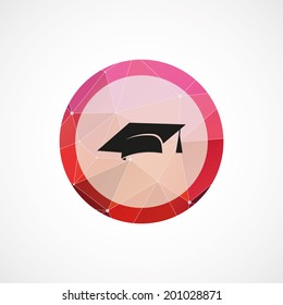 circle pink triangle background education icon