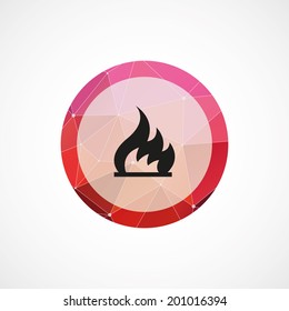 circle pink triangle background fire icon