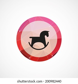 circle pink triangle background horse toy icon