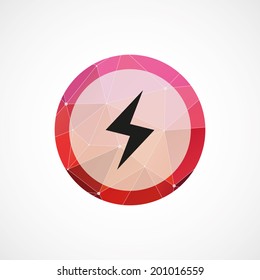 circle pink triangle background lightning icon