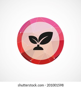 circle pink triangle background plant icon