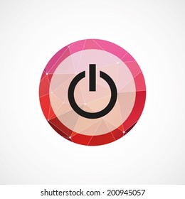 circle pink triangle background power icon