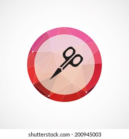 circle pink triangle background scissors icon