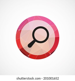circle pink triangle background search icon