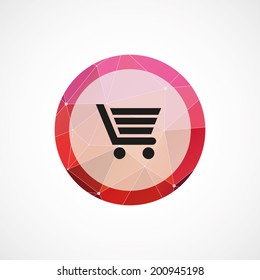 circle pink triangle background shopping cart icon