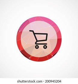circle pink triangle background shopping cart icon