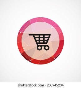 circle pink triangle background shopping cart icon