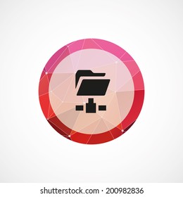 circle pink triangle background web folder icon