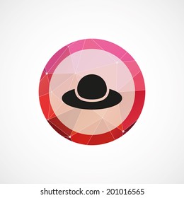 circle pink triangle background woman hat icon