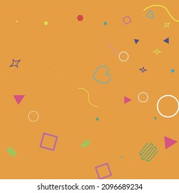 Circle Pink Yellow Ring Wave Colorful Violet Illustration. Red Oval Orange Polygonal Pastel Zigzag Stars Hipster Background. Square Blue Rectangle Green Simple Purple Bright Geometrical Design.