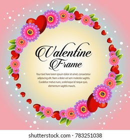 circle pinkish floral frame valentine