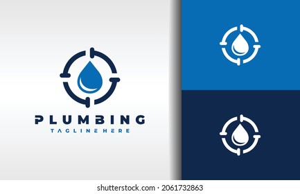 circle pipe blue water logo