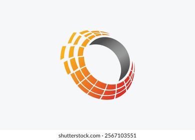 Circle Pixel Abstract Gear Machine Logo Design