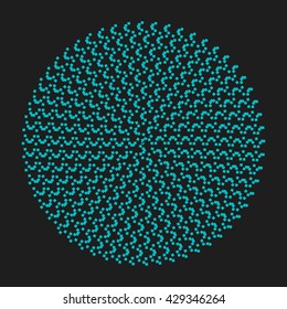 Circle of the pixel pattern. Spiral of dots.