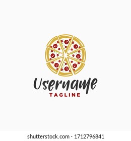 circle pizza logo design inspiration . simple pizza logo design template . pizza top view logo design