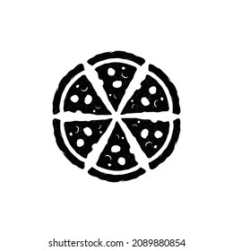 circle pizza logo design inspiration . simple pizza logo design template . pizza top view logo design