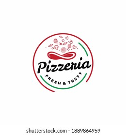 Circle Pizza Logo Design, Pizzeria Kit Design Concept