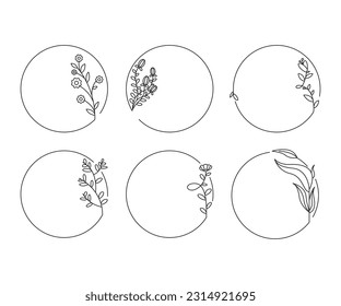 circle plant and leaf frame illustration