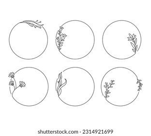 circle plant and leaf frame illustration