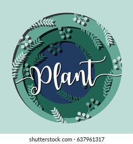 Circle plant paper art style