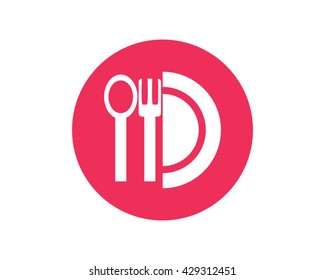 circle plate spoon and fork cutlery tableware kitchen set catering image vector