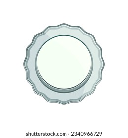 circle plate white cartoon. tableware restaurant, top view, porcelain blank circle plate white sign. isolated symbol vector illustration