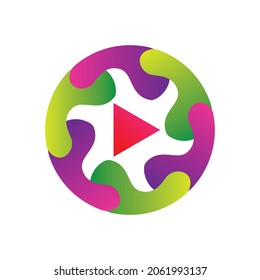 Botón Reproducir círculo Elemento de diseño del logotipo. Reproducir vector de logotipo.