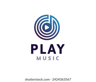 circle play note music logo icon symbol design template illustration inspiration