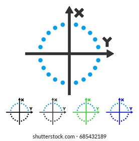 Circle Plot flat vector illustration. Colored circle plot gray, black, blue, green pictogram variants. Flat icon style for graphic design.
