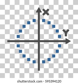 Circle Plot icon. Vector illustration style is flat iconic bicolor symbol, cobalt and gray colors, transparent background. Designed for web and software interfaces.