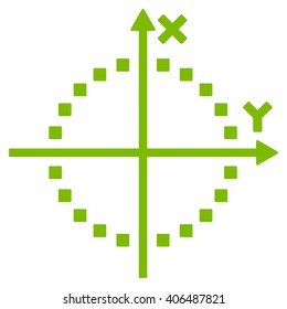 Circle Plot vector toolbar icon. Style is flat icon symbol, eco green color, white background, square dots.