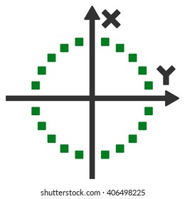 Circle Plot vector toolbar icon. Style is bicolor flat icon symbol, green and gray colors, white background, square dots.