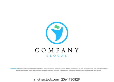 circle plus or hospital abstract human icon circle logo