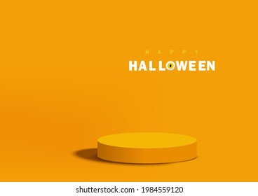 Circle podium stands on orange background. Pedestal scene with for product display, show, advertising. Stand platform. Backdrop studio. Minimal style. Halloween background. Vector illustration.