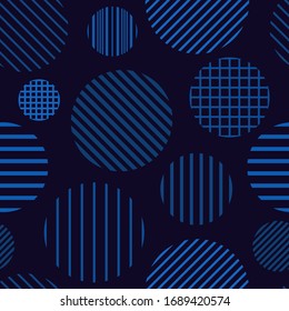 Kreis, Polka Punkt, Streifen nahtloses Muster. Gemischte Textur unregelmäßige chaotische Formen Druck. Moderne Memphis stillen geometrischen Hintergrund. Kühle moderne geo Tapete. Abstrakte Vektorillustration