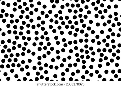 Circle Polka Dot. Vector Black Circle. Pattern Flat Design. Geometric Drop Circle. Irregular Ink Dot Concept. Black Seamless Random Dot. Black Modern Background Drawn. Black Polka Round Background.